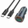 Incarcator auto Fast Charge Hoco USB-A + USB-C QC3.0 PD 30W + cablu USB-C la USB-C Z57A negru