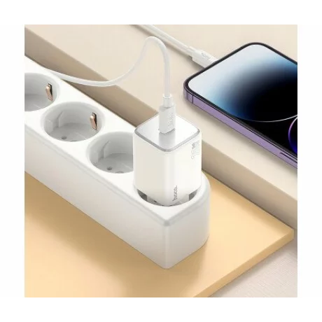 Incarcator Retea Fast Charge cu Cablu Lightning HOCO N40 20W 3A 1 x USB-C alb