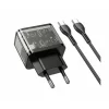 Incarcator Retea Fast Charge cu Cablu USB-C HOCO N34 20W 3A 1 x USB-A - 1 x USB-C transparent