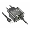 Incarcator Retea Fast Charge cu Cablu USB-C HOCO N34 20W 3A 1 x USB-A - 1 x USB-C transparent