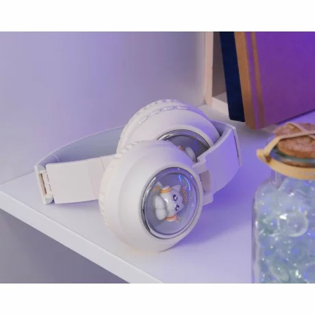 Casti wireless pentru copii Hoco W50 Cute Cat Alb