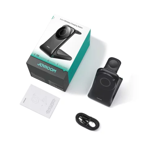 Statie incarcare Joyroom (W15), 15W, 3in1, Telefon /SmartWatch/ Casti, Negru