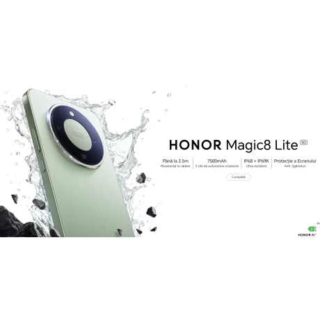 Telefon mobil HONOR Magic 8 Lite, Dual SIM, 8GB RAM, 256GB, Forest Green